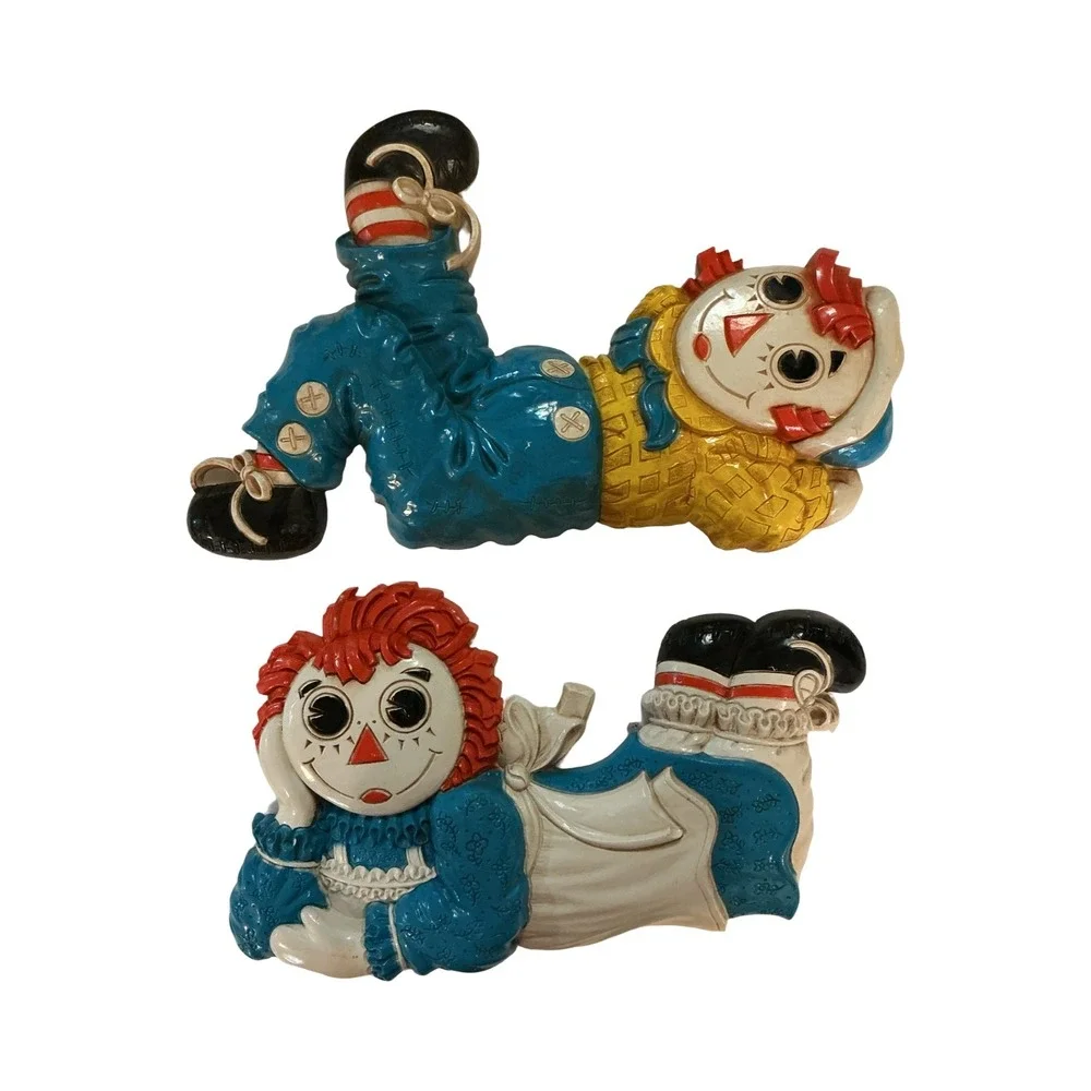 Vintage 1977 Raggedy Ann and Andy Wall Plaques Dart Industries 3D Decor Set